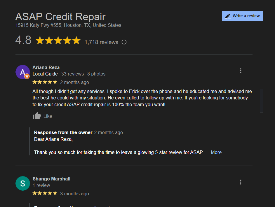 asap credit reviews